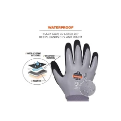 Ergodyne ProFlex 7501 Waterproof Winter Work Gloves, Gray, Large, 12 Pairs (17634)