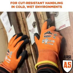 Ergodyne ProFlex 7551 Waterproof Cut-Resistant Winter Work Gloves, ANSI A5, Orange, XL, 144 Pairs (17995)
