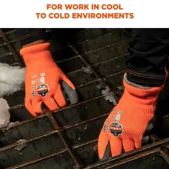 Ergodyne ProFlex 7401 Winter Work Gloves, Fleece Lined, Latex Coated Palm, Orange, Large, 144 Pairs (17894)