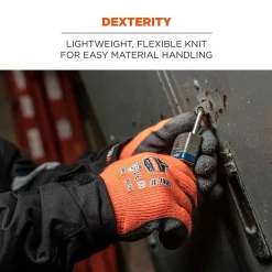 Ergodyne ProFlex 7401 Winter Work Gloves, Fleece Lined, Latex Coated Palm, Orange, Large, 144 Pairs (17894)