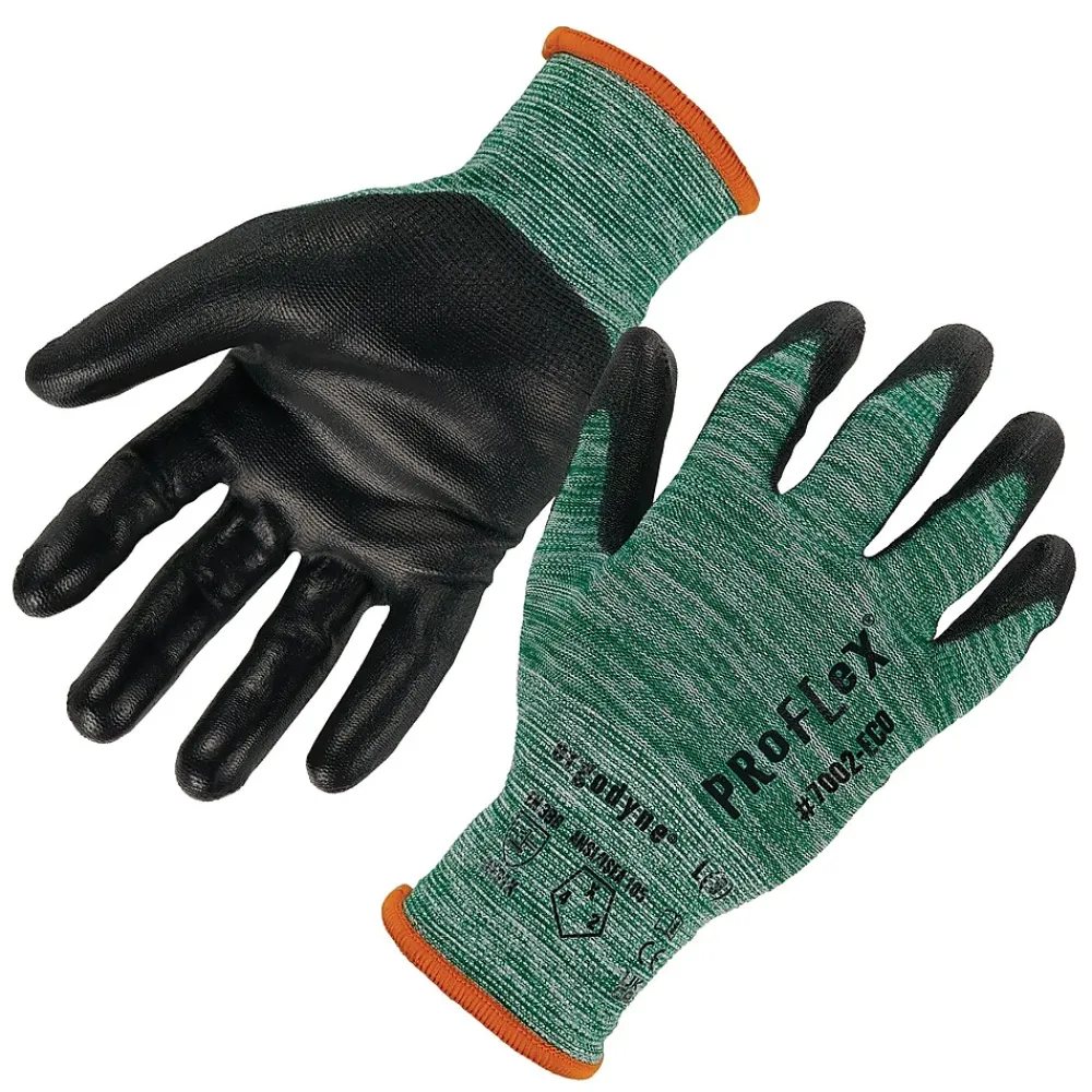 Ergodyne ProFlex 7002-ECO Recycled PU Coated Gloves, 15 Gauge, Green, X-Small (10561)