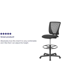Office Chairs*Flash Furniture Ergonomic Mid-Back Mesh Drafting Chair with Black Fabric Seat and Adjustable Foot Ring [GO-2100-GG]