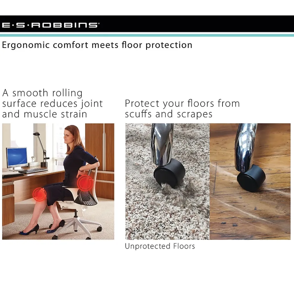 Chair Mats*ES Robbins EverLife Carpet Chair Mat with Lip, 45" x 53'', Low-Pile, Clear (ESR120123)