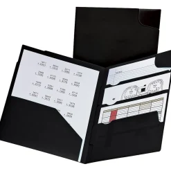 Pocket Folders|Oxford Esselte® Divide It Up™ 4-Pocket Portfolio Folder, Black (99802)