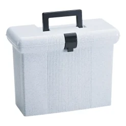 File Storage|Pendaflex Esselte Portfile Plastic File Box w/ Hinged Lid, Letter Size, Granite (ESS41737)