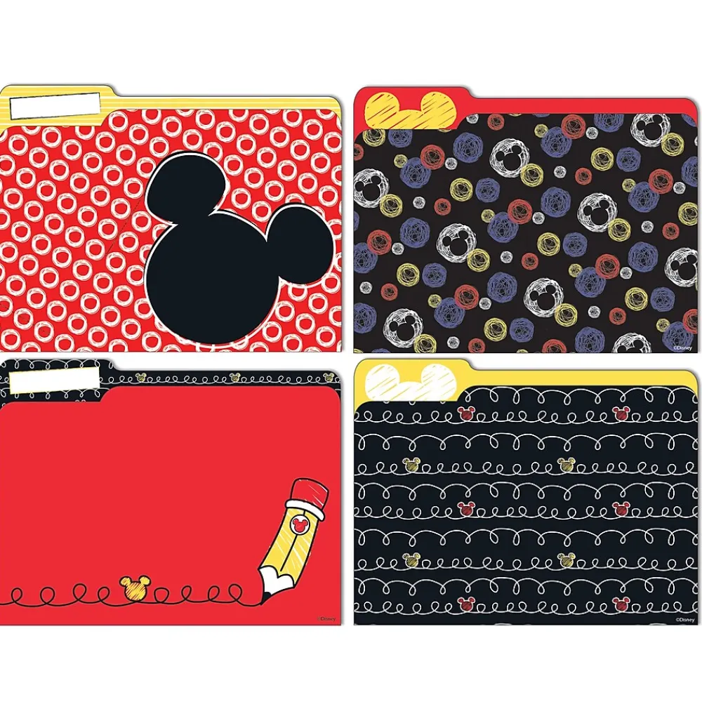 File Folders|Eureka Mickey Color Pop File Folders, 1/3-Tab, Letter Size, Assorted Designs, 4 Per Pack, 6 Packs (EU-866404-6)