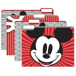 File Folders|Eureka Mickey Mouse Throwback File Folders, Straight Cut, Letter Size, Assorted Colors, 4/Pack, 6 Packs/Bundle(EU-866443-6)