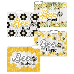 File Folders|Eureka The Hive File Folders, Straight Cut, Letter Size, Assorted Colors, 4/Pack, 6 Packs/Bundle (EU-866447-6)