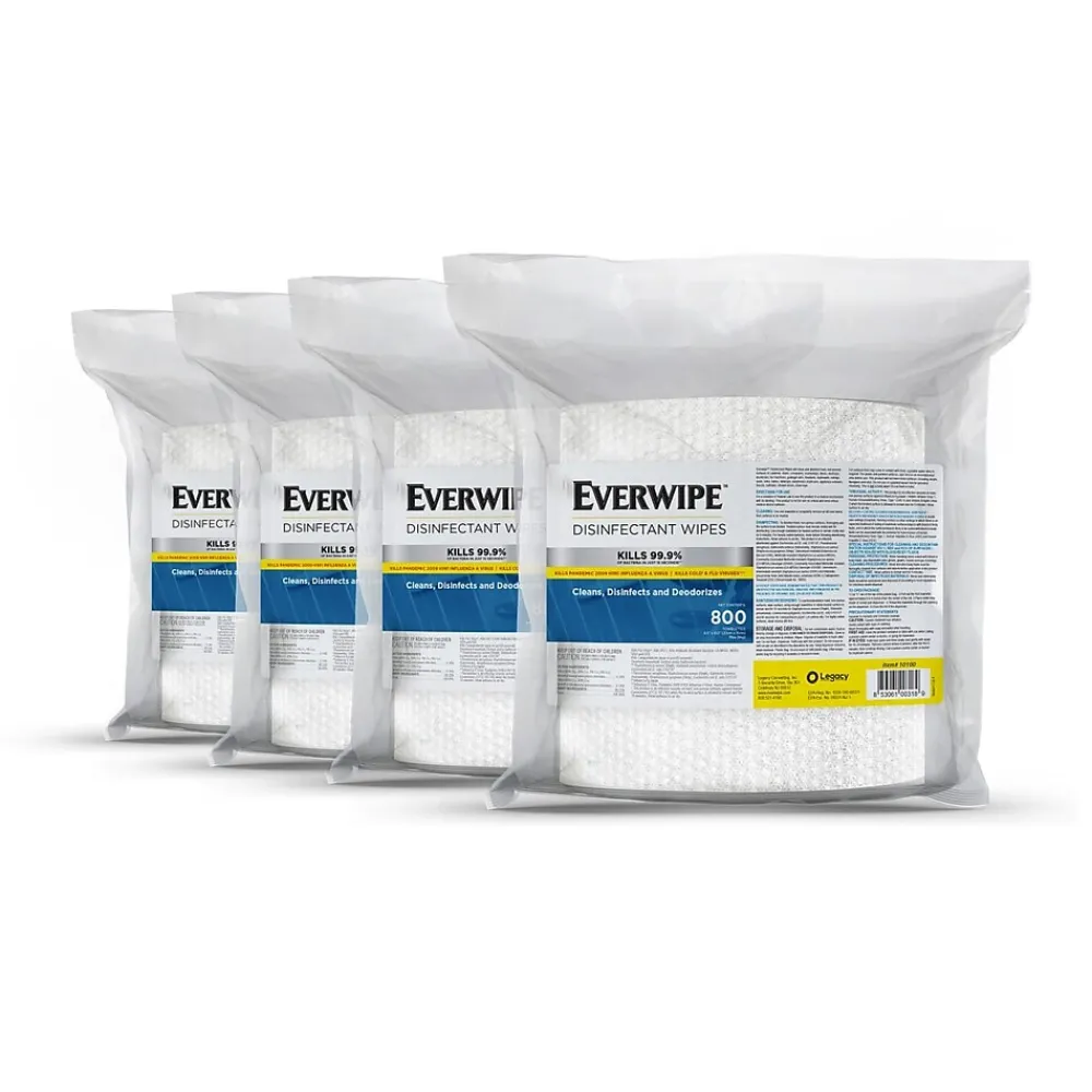 Disinfecting Wipes plus Refill, Lemon Scent, 800 Wipes/Container, 4/Carton (10100)<Everwipe
