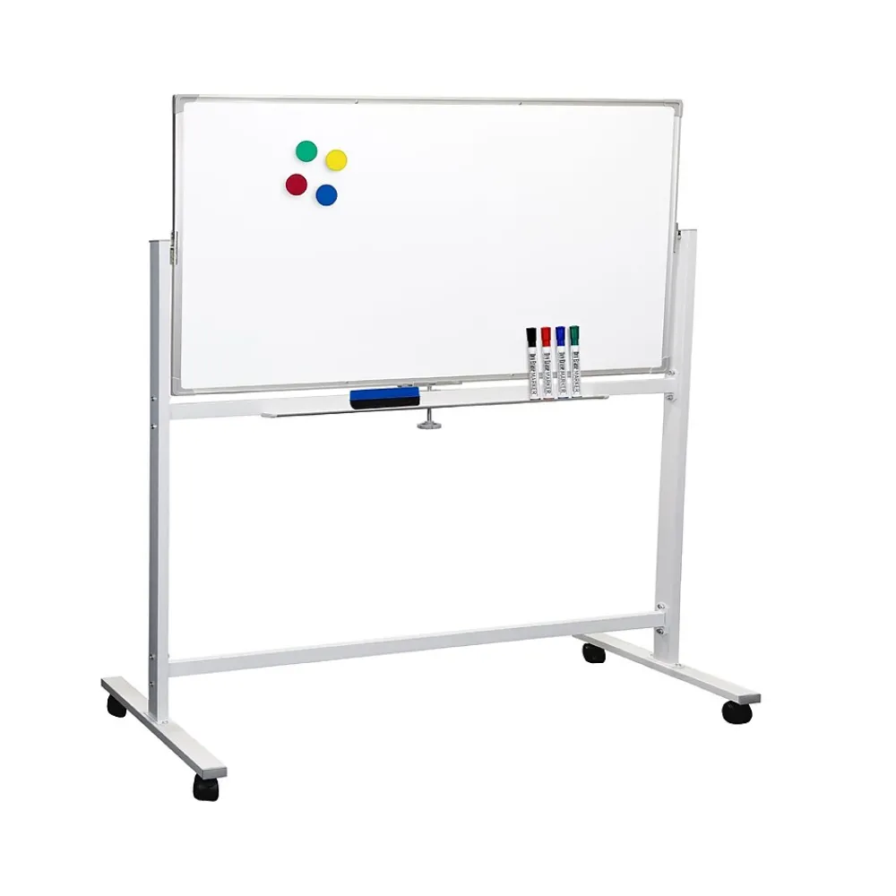 Dry Erase*Excello Global Products Dry-Erase Mobile Whiteboard, Aluminum Frame, 48" x 32" (EGP-HD-0066)