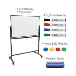 Dry Erase*Excello Global Products Double Sided Magnetic Steel Mobile Dry-Erase Whiteboard, Aluminum Frame, 4' x 3' (EGP-HD-0066-BK)