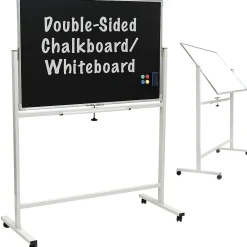 Dry Erase*Global Printed Products Excello Global Products Double Sided Magnetic Mobile Whiteboard Chalkboard Combo, White Frame, 48" x 32"