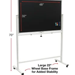Dry Erase*Global Printed Products Excello Global Products Double Sided Magnetic Mobile Whiteboard Chalkboard Combo, White Frame, 48