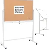 Bulletin*Global Printed Products Excello Global Products Double Sided Magnetic Mobile Whiteboard Corkboard Combo, White Frame, 48" x 32"