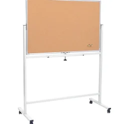 Bulletin*Global Printed Products Excello Global Products Double Sided Magnetic Mobile Whiteboard Corkboard Combo, White Frame, 48