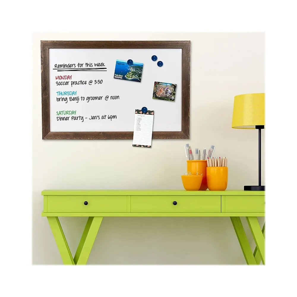 Dry Erase*Excello Global Products Magnetic Dry-Erase Whiteboard, Rustic Wood Frame, 3' x 2' (EGP-HD-0077)