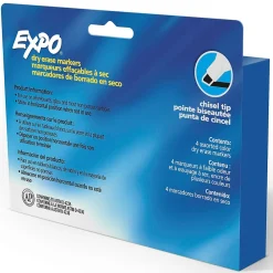 Markers|Expo Dry Erase Marker, Chisel Point, Assorted, 4/Pack (80074)