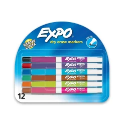 Markers|Expo Dry Erase Marker, Fine Tip, Assorted, 12/Pack (86603) Assorted Colors