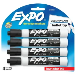 Markers|Expo Dry Erase Markers, Bullet Tip, , 4/Pack (2081801) Black