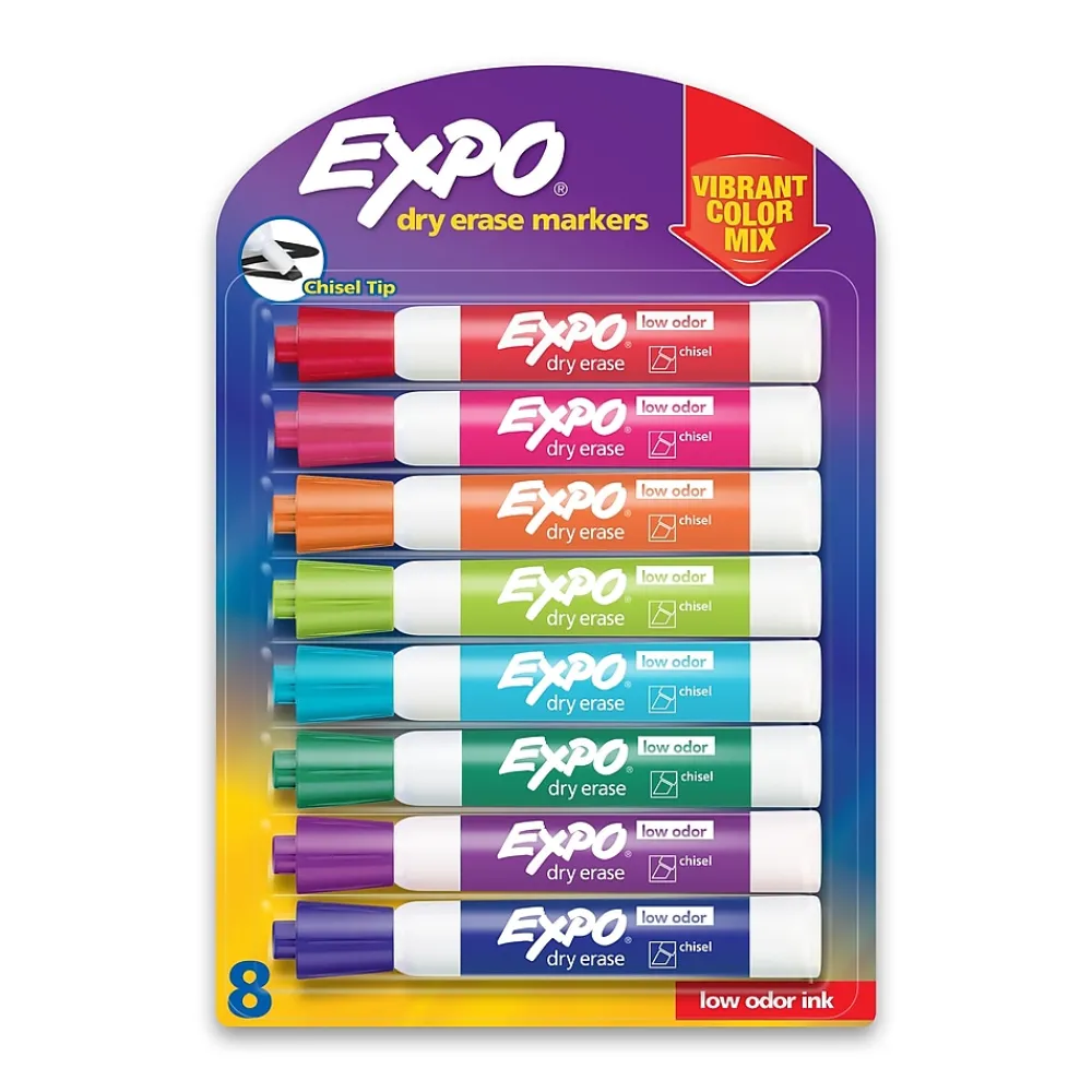 Markers|Expo Dry Erase Markers, Chisel Tip, Assorted, 8/Pack (1927524)