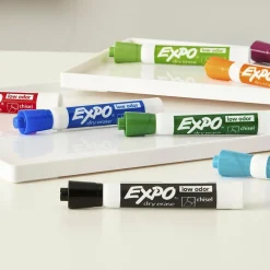Markers|Expo Dry Erase Markers, Chisel Tip, Black, 4/Pack (80661)