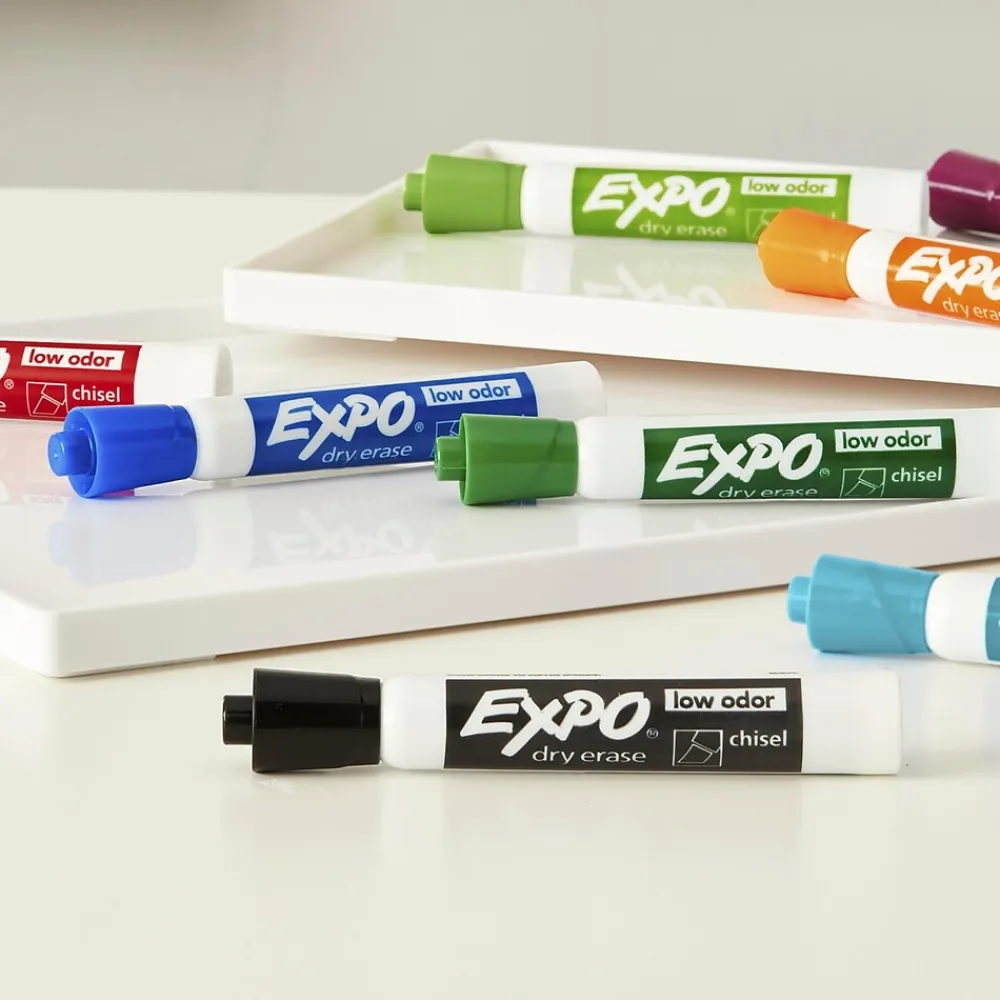 Markers|Expo Dry Erase Markers, Chisel Tip, Assorted, 8/Pack (80678)