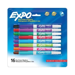 Markers|Expo Dry Erase Markers, Fine Tip, Assorted Colors, 16/Pack (2138471)