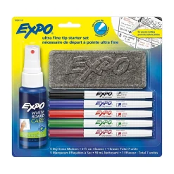 Markers|Expo Dry Erase Starter Set, Ultra Fine Tip, Assorted, 5/Set (1884310)