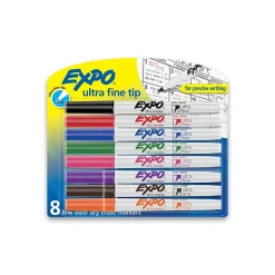 Markers|Expo Low Odor Dry Erase Marker, Ultra Fine Tip, Assorted, 8/Pack (1884309)