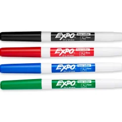 Markers|Expo ® Low Odor Dry Erase Markers, Fine Tip, Assorted Colors, 4 Per Set, 3 Sets (SAN86074-3)