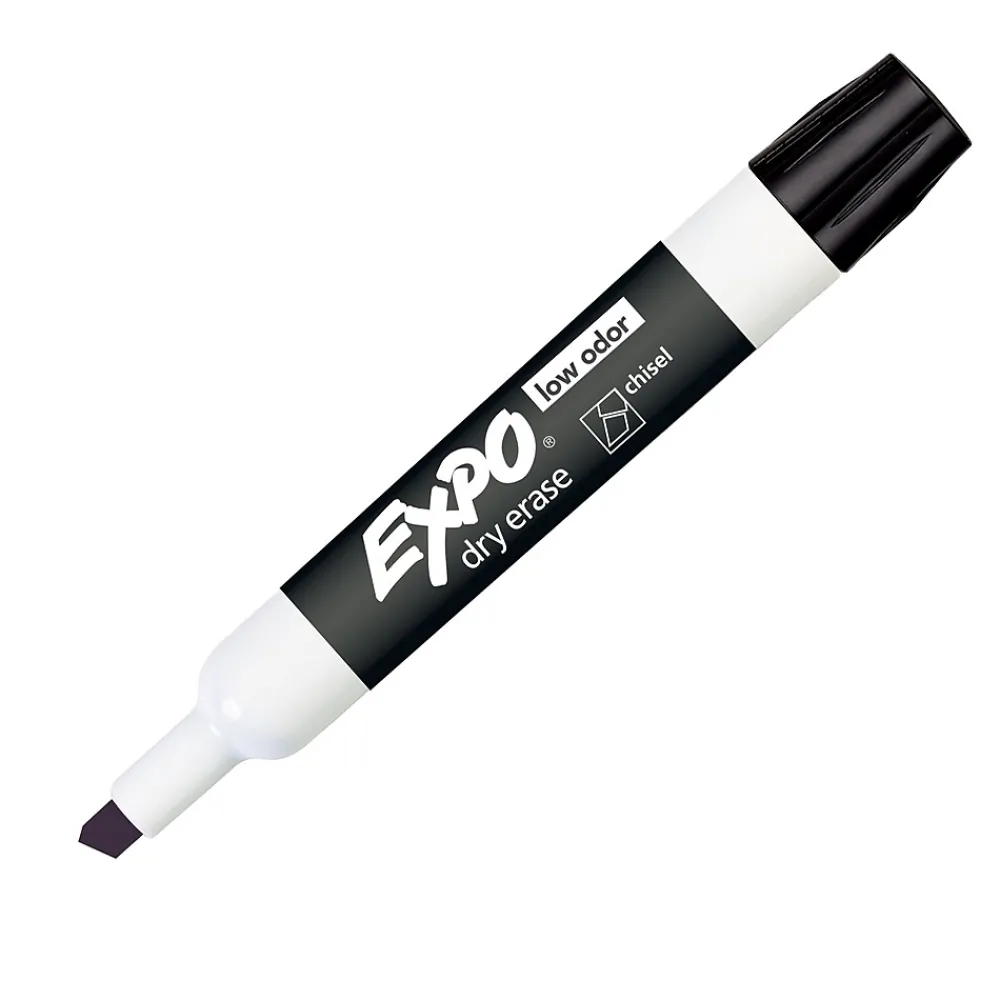 Markers|Expo ® Low Odor Dry Erase Markers, Chisel Tip, Black, Pack of 12 (SAN80001-12)