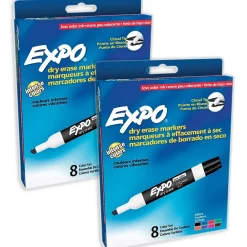 Markers|Expo Low-Odor Dry Erase Markers, Chisel Tip, Assorted Colors, 8 Per Pack, 2 Packs (SAN80078-2)