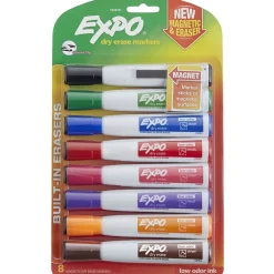 Markers|Expo Magnetic Dry Erase Markers, Chisel Tip, Assorted, 8/Pack (1944741)