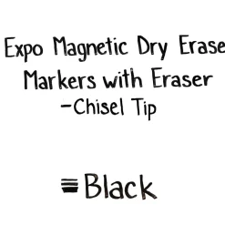 Markers|Expo Magnetic Dry Erase Markers, Chisel Tip, Black, 4/Pack (1944729)