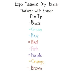 Markers|Expo Magnetic Tank Dry Erase Marker, Fine Tip, Assorted, 8/Pack (1944748)