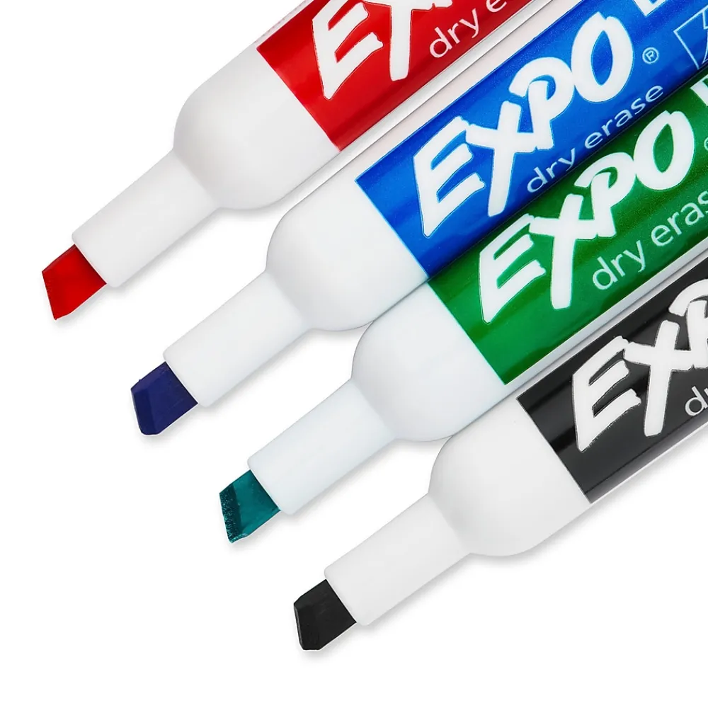 Markers|Expo Tank Dry Erase Marker, Chisel Tip, Assorted, 4/Pack (80174)