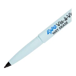 Markers|Expo Vis-a-Vis Wet Erase Marker, Fine Tip, Black Ink, 5/Pack (16665/2134050)