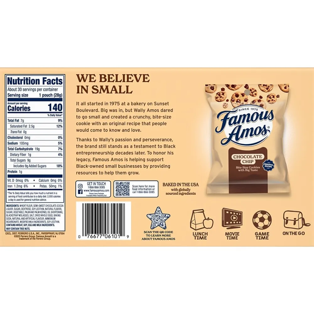 Famous Amos Wonders From the World Chocolate Cookies, 1 oz., 30/Carton (FEU06101)