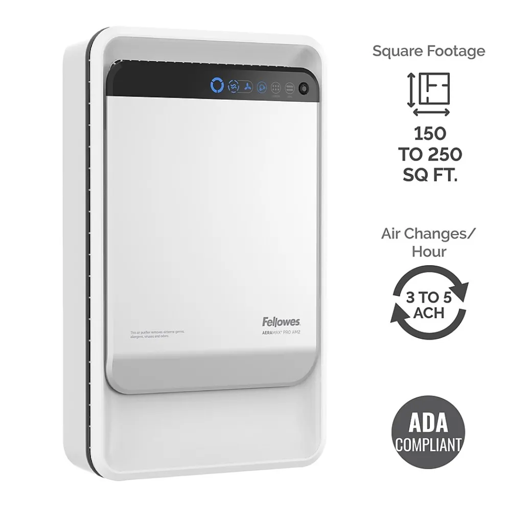 Fellowes AeraMax Pro AM2 True HEPA Wall Mounted Air Purifier w/ Floor Stand, White (9416101)