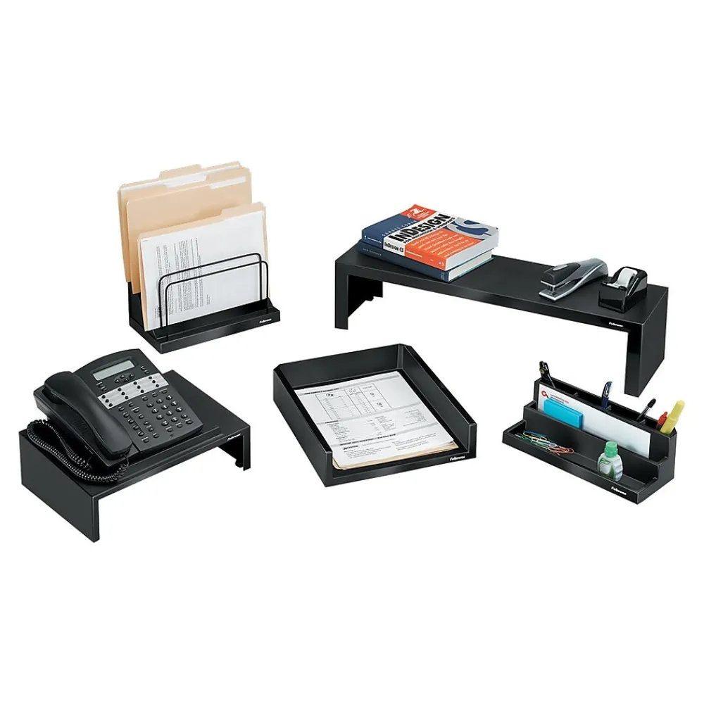 New Fellowes Designer Suites Desk Shelf, Holds Up to 30 lbs., Black (8038801)