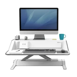 Online Fellowes Lotus DX Sit-Stand Workstation Adjustable Monitor Stand, White (8080201)