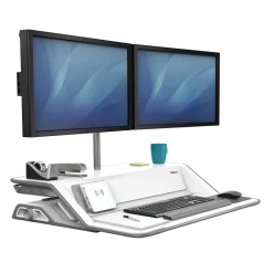 Online Fellowes Lotus DX Sit-Stand Workstation Adjustable Monitor Stand, White (8080201)