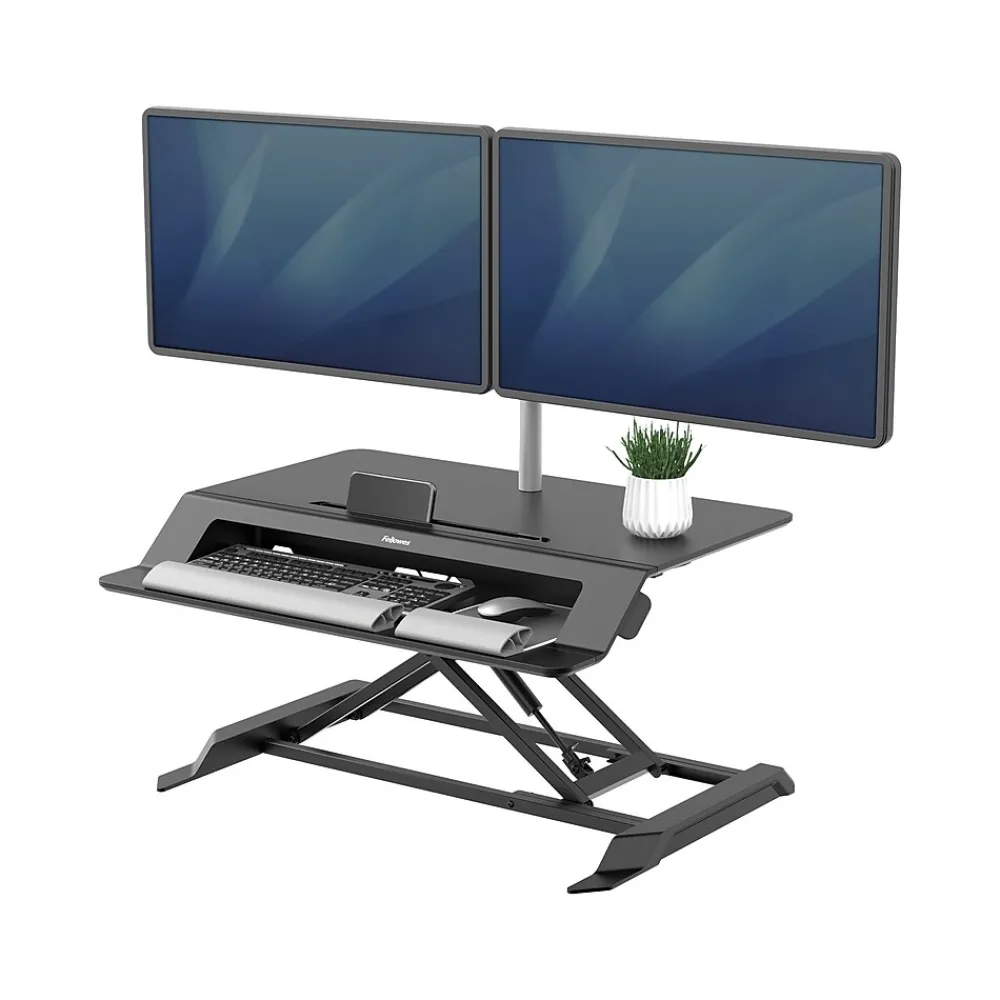 Standing Desks*Fellowes Lotus LT 32"W Manual Adjustable Standing Desk Converter, Black (8215001)