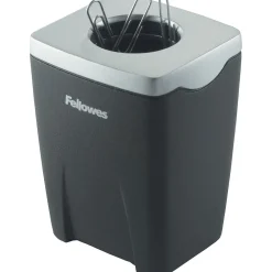 Clips & Fasteners|Fellowes ® Office Suites™ Paper Clip Cup, Black/Silver, 3-1/4"H x 2-4/9"W x 2-1/5"D (8032801)
