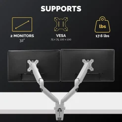 Sale Fellowes Platinum Series Adjustable Dual Arms, Up to 32" Monitor, Silver (8056501)