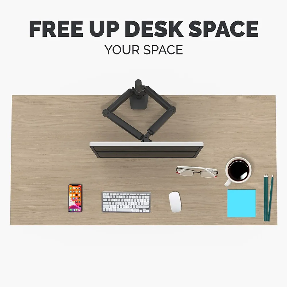 Fellowes Platinum Series Dual Stacking Adjustable Monitor Arm, Up to 27", Black (8043401)