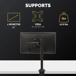 Discount Fellowes Reflex Single Adjustable Arm, Up to 32" Monitor, Black (8502501)