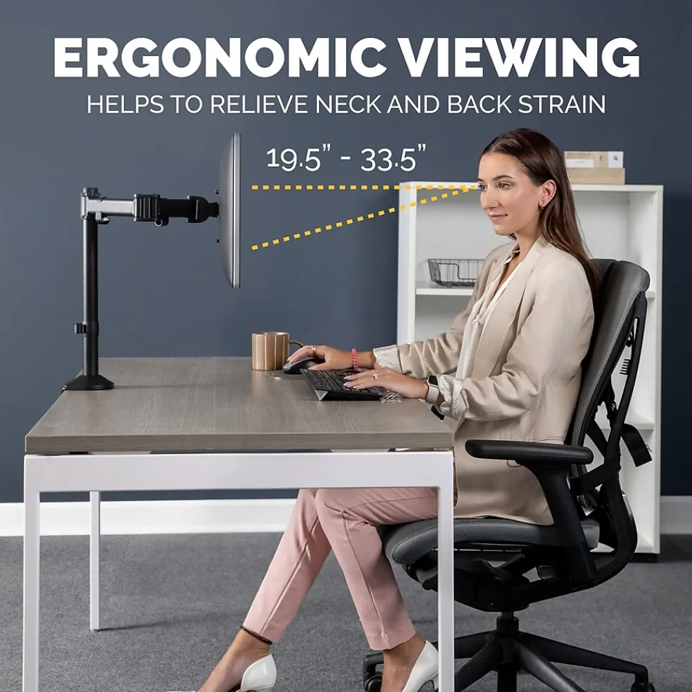 Discount Fellowes Reflex Single Adjustable Arm, Up to 32" Monitor, Black (8502501)