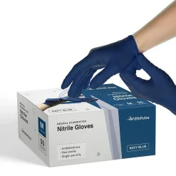 Powder Free Nitrile Gloves, Latex Free, Medium, Navy Blue, 50/Box (FMN100179)<FifthPulse Best