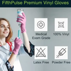 Powder Free Vinyl Exam Gloves, Latex Free, Medium, , 100/Box (FMN100042)<FifthPulse